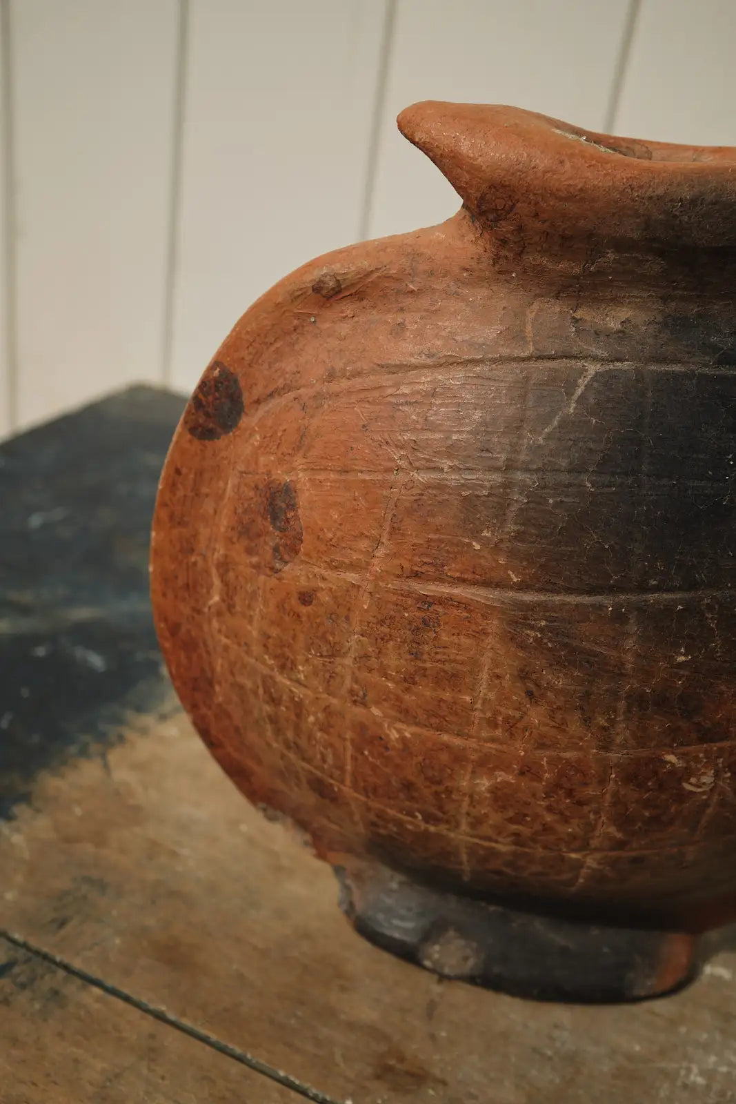 Gourde plate ancienne en terre cuite