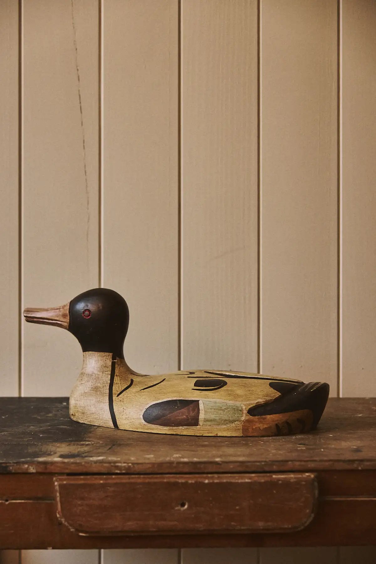 Canard en bois polychrome