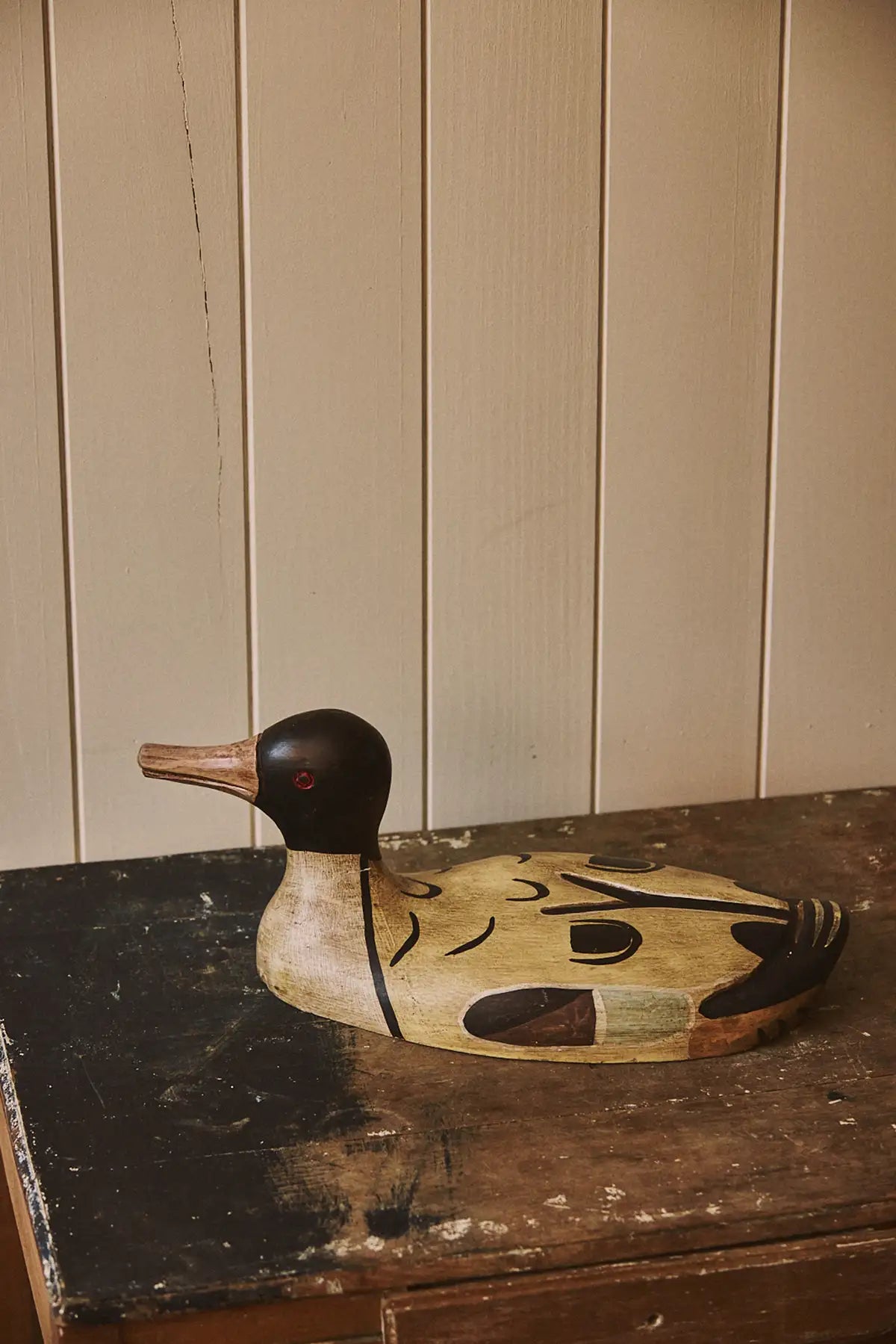 Canard en bois polychrome