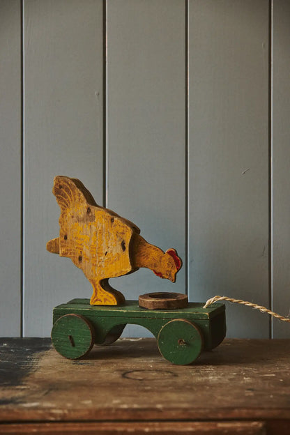 Poule - jouet à tirer en bois