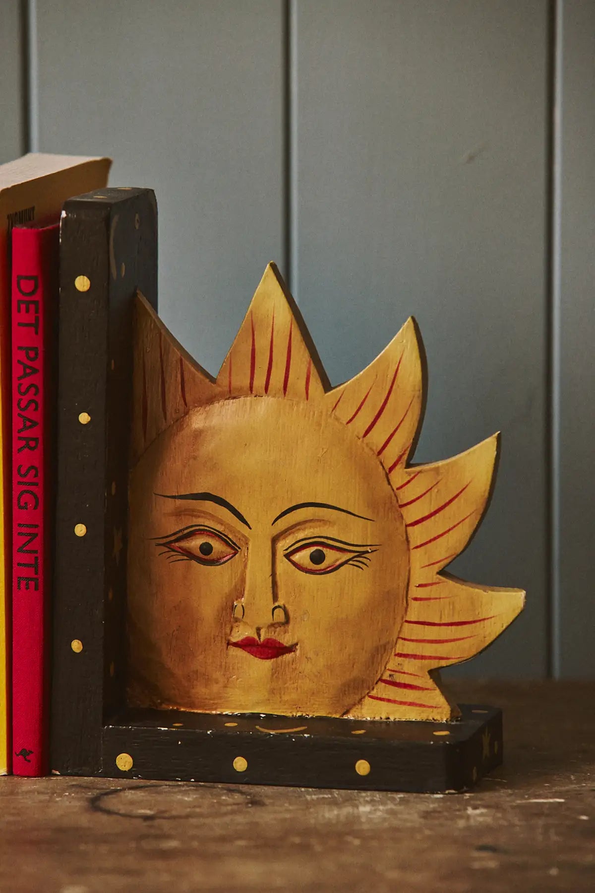 Paire de serre-livres lune soleil