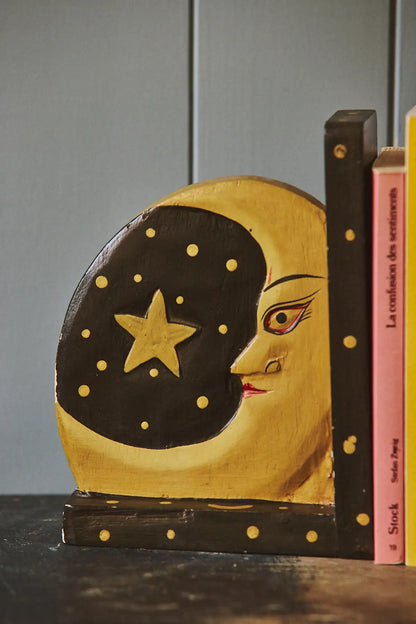 Paire de serre-livres lune soleil