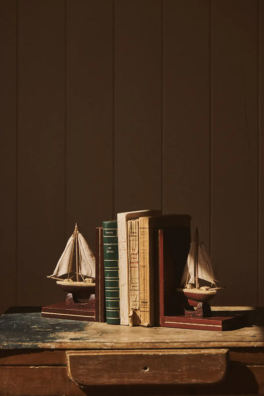 Paire de serre-livres bateaux
