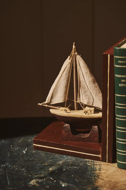 Paire de serre-livres bateaux