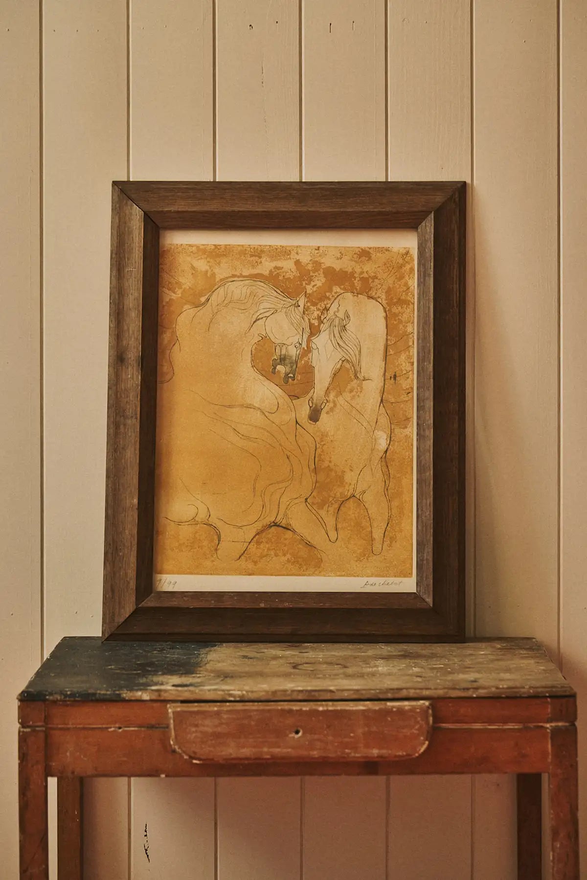 Cadre lithographie chevaux