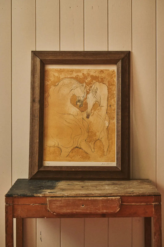 Cadre lithographie chevaux
