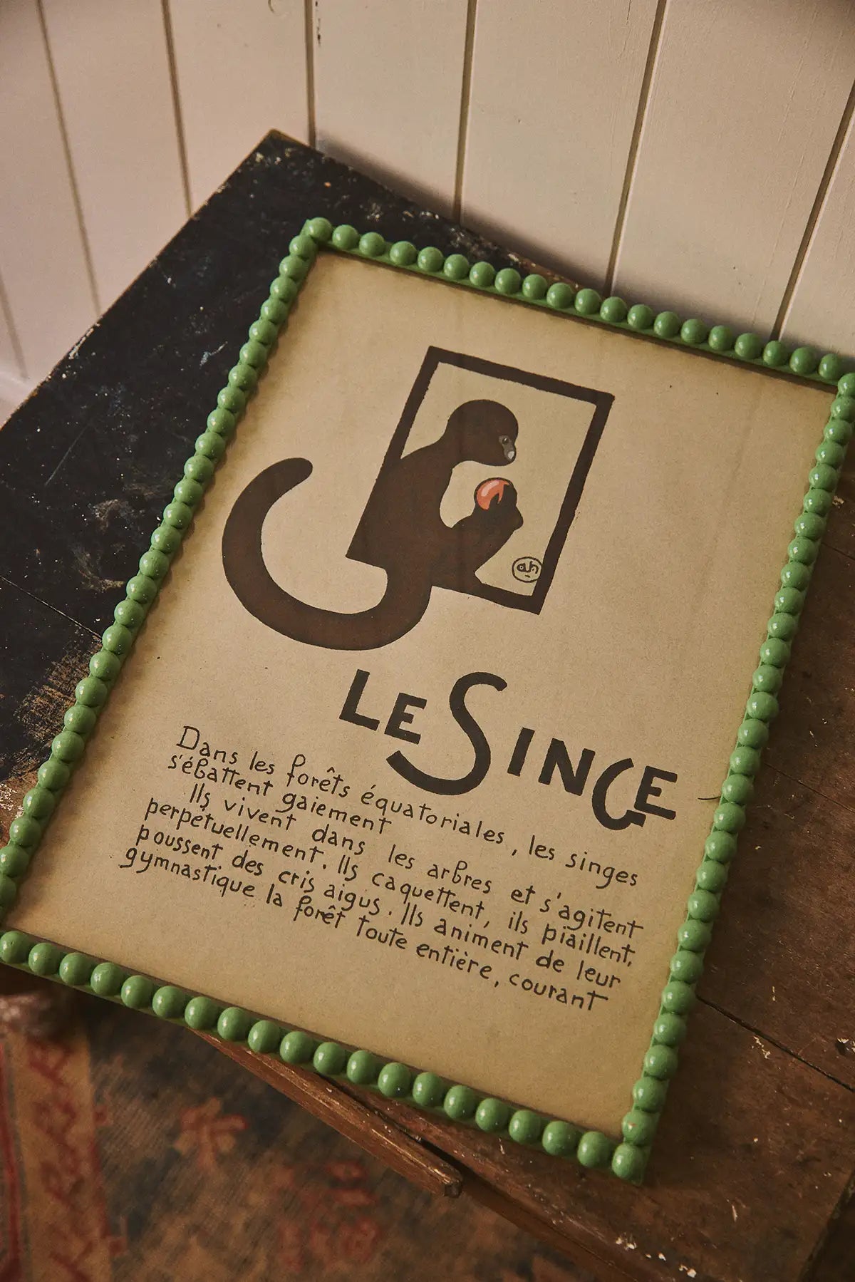 Le Singe - illustration encadrée d'André Hellé