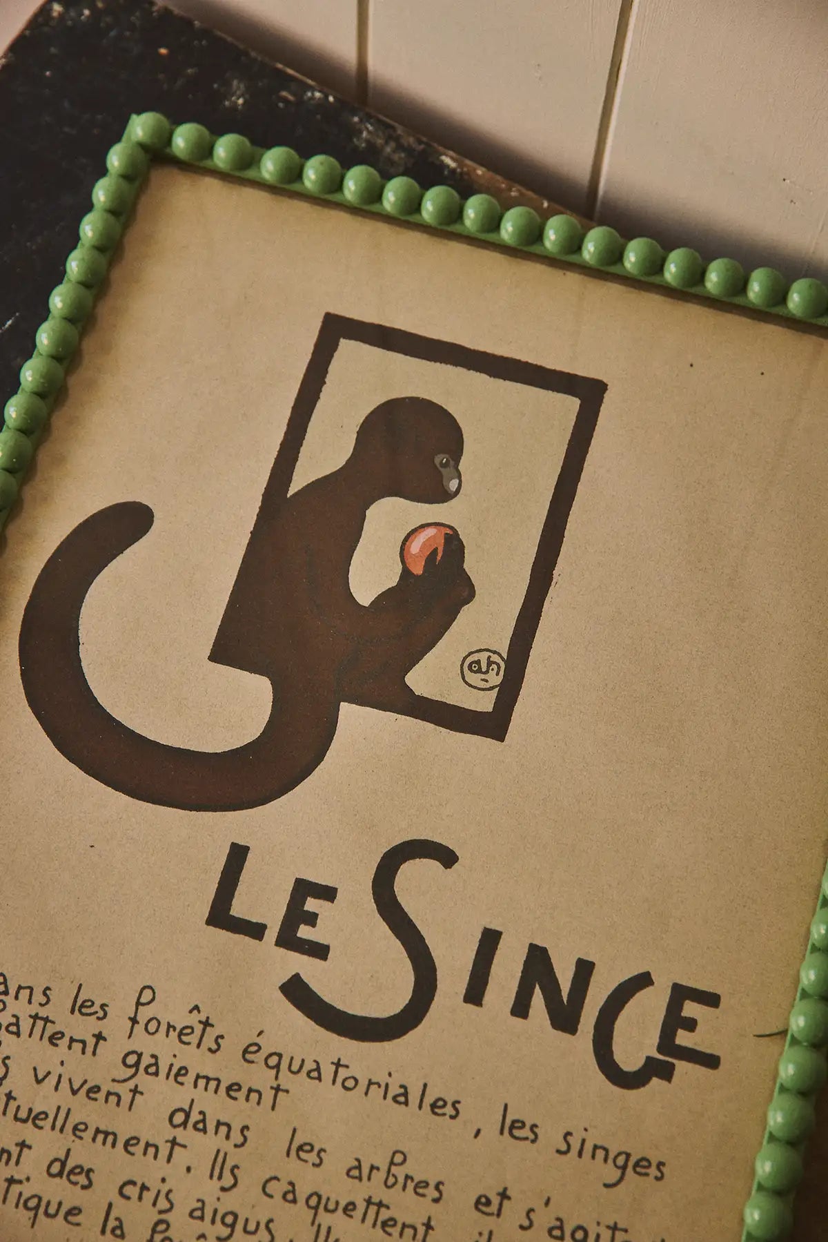 Le Singe - illustration encadrée d'André Hellé
