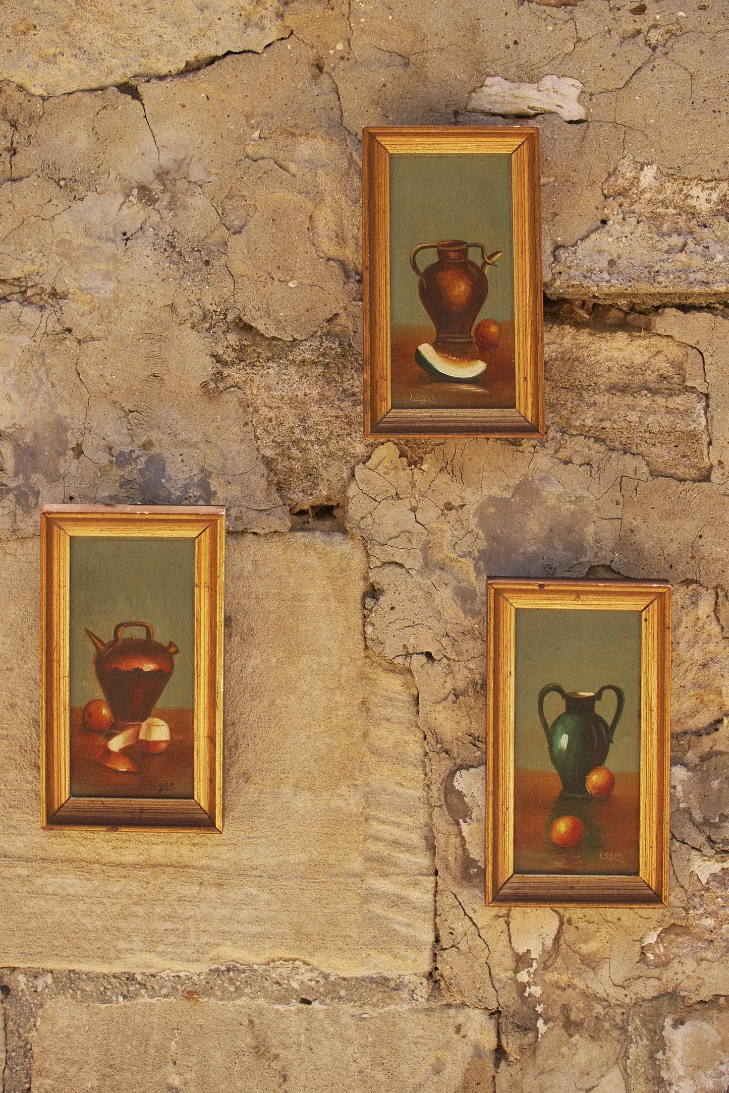 Triptyque natures mortes encadrées
