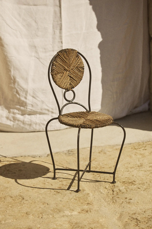 Chaise enfant en corde et fer forgé
