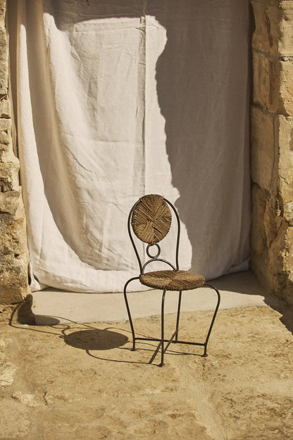 Chaise enfant en corde et fer forgé