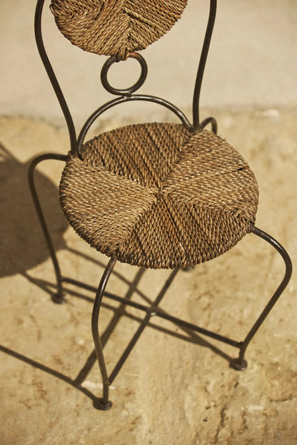 Chaise enfant en corde et fer forgé