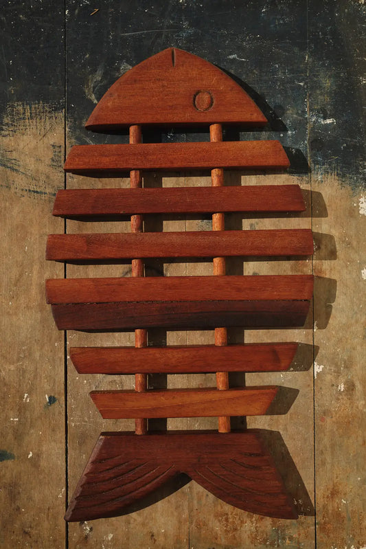 Grand dessous de plat poisson en bois