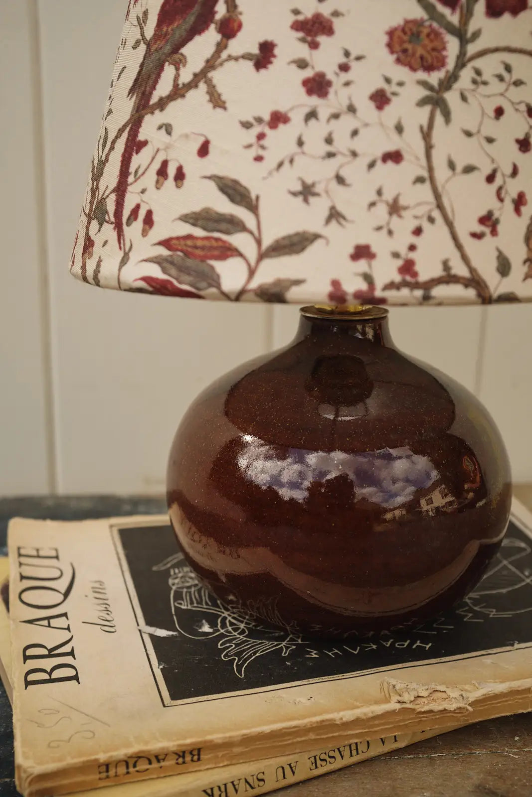 Petite lampe en céramique abat jour soie