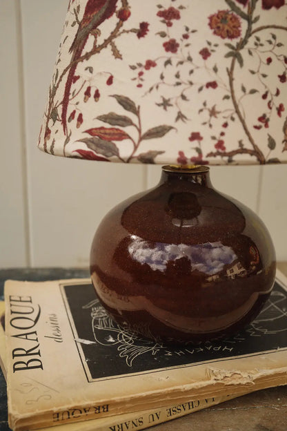 Petite lampe en céramique abat jour soie