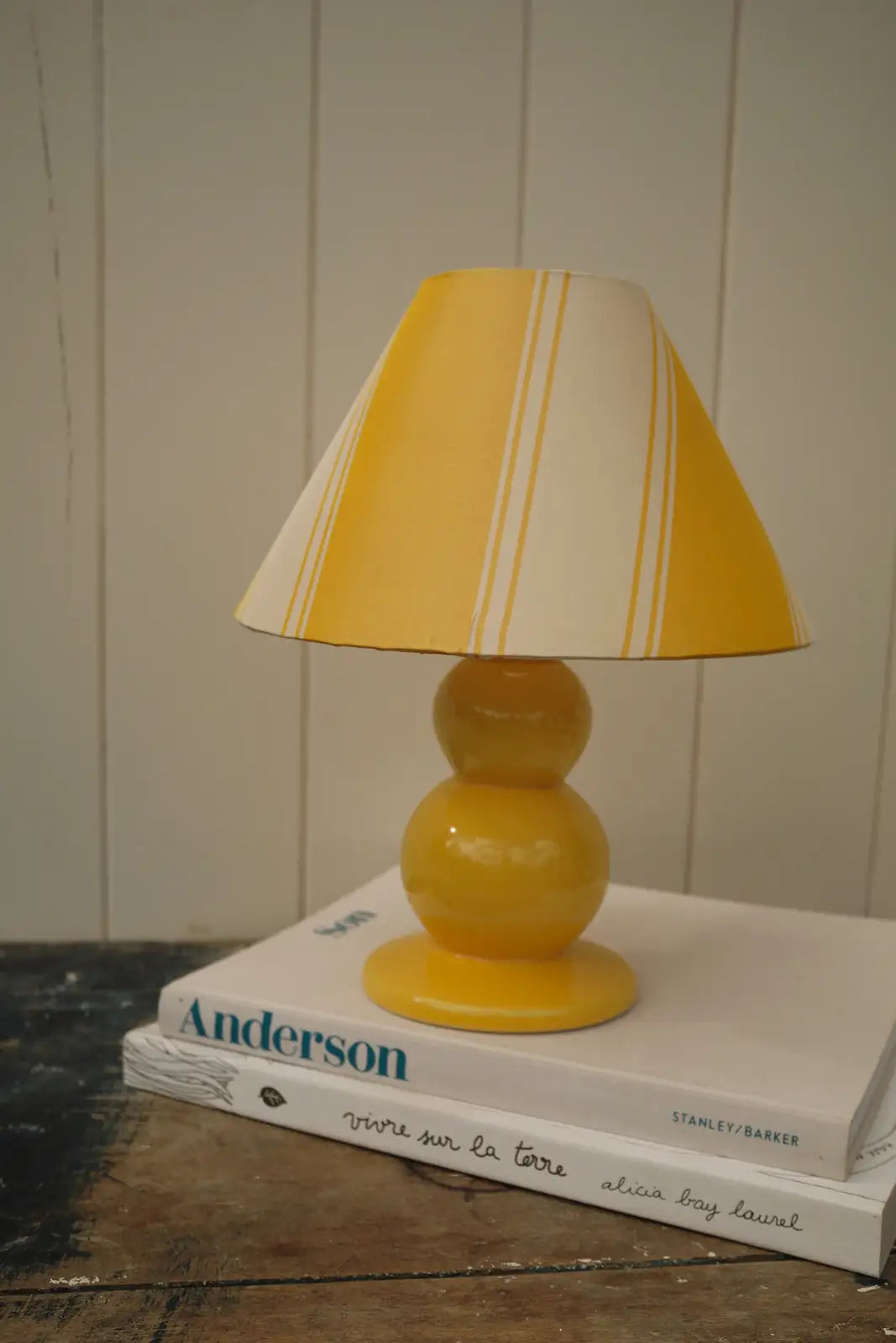 Lampe jaune pied céramique