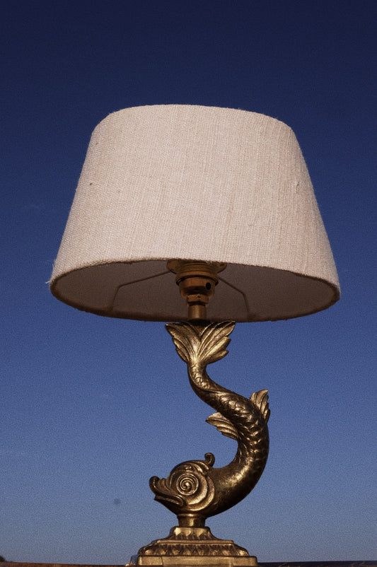 Lampe Dauphin en métal doré